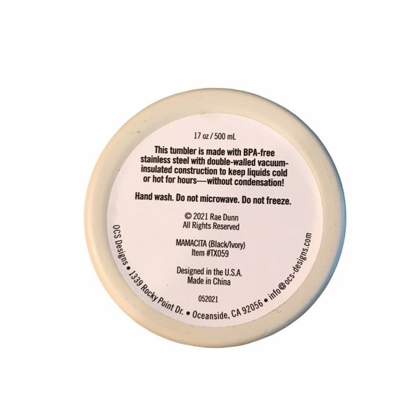 Rae Dunn MAMACITA Insulated Black/Ivory Stainless - Picture 4 of 4